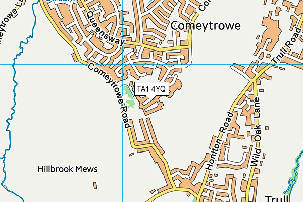 TA1 4YQ map - OS VectorMap District (Ordnance Survey) TA1 4YQ map - OS VectorMap District (Ordnance Survey)