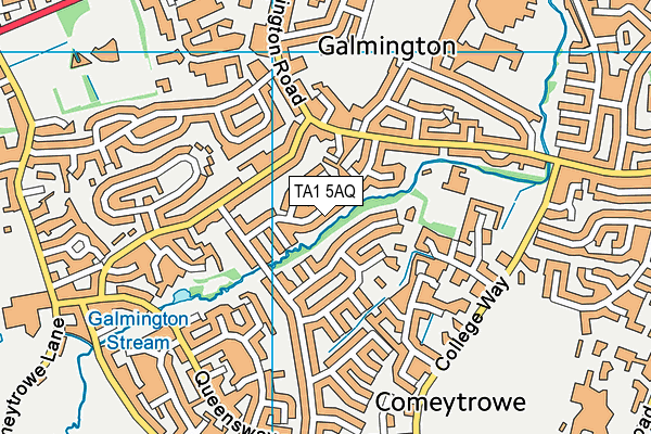 TA1 5AQ map - OS VectorMap District (Ordnance Survey) TA1 5AQ map - OS VectorMap District (Ordnance Survey)