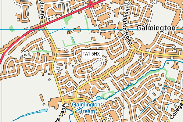 TA1 5HX map - OS VectorMap District (Ordnance Survey) TA1 5HX map - OS VectorMap District (Ordnance Survey)