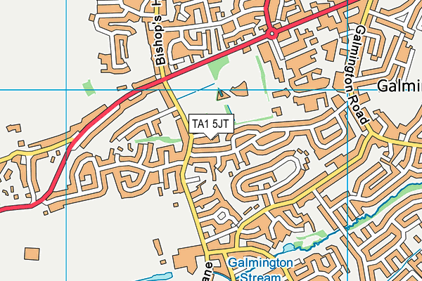 TA1 5JT map - OS VectorMap District (Ordnance Survey) TA1 5JT map - OS VectorMap District (Ordnance Survey)