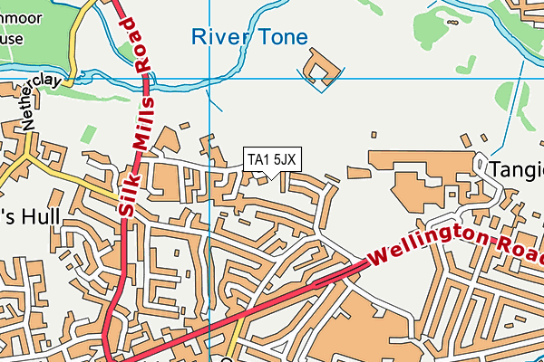 TA1 5JX map - OS VectorMap District (Ordnance Survey) TA1 5JX map - OS VectorMap District (Ordnance Survey)