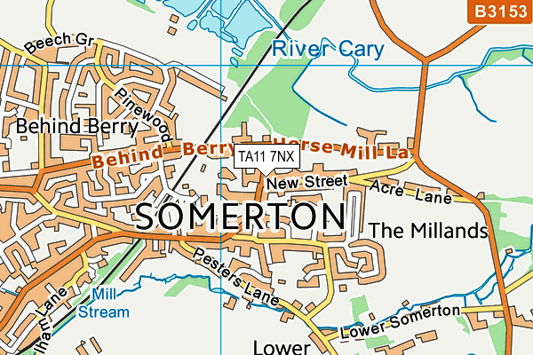 TA11 7NX map - OS VectorMap District (Ordnance Survey) TA11 7NX map - OS VectorMap District (Ordnance Survey)