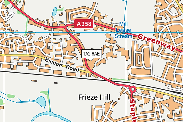 TA2 6AE map - OS VectorMap District (Ordnance Survey) TA2 6AE map - OS VectorMap District (Ordnance Survey)