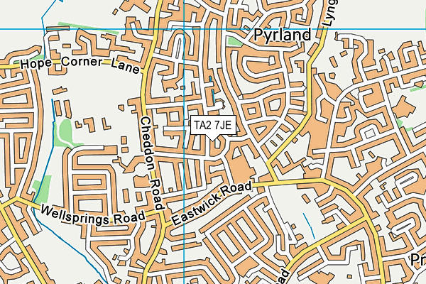 TA2 7JE map - OS VectorMap District (Ordnance Survey) TA2 7JE map - OS VectorMap District (Ordnance Survey)