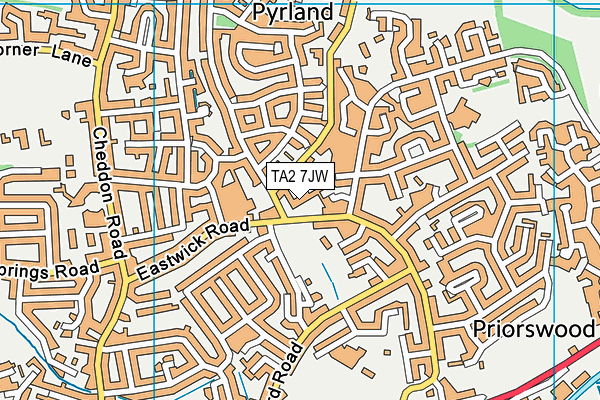 TA2 7JW map - OS VectorMap District (Ordnance Survey) TA2 7JW map - OS VectorMap District (Ordnance Survey)