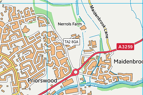TA2 8GA map - OS VectorMap District (Ordnance Survey) TA2 8GA map - OS VectorMap District (Ordnance Survey)