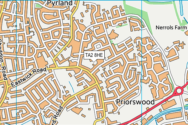TA2 8HE map - OS VectorMap District (Ordnance Survey) TA2 8HE map - OS VectorMap District (Ordnance Survey)