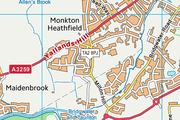TA2 8PJ map - OS VectorMap District (Ordnance Survey) TA2 8PJ map - OS VectorMap District (Ordnance Survey)