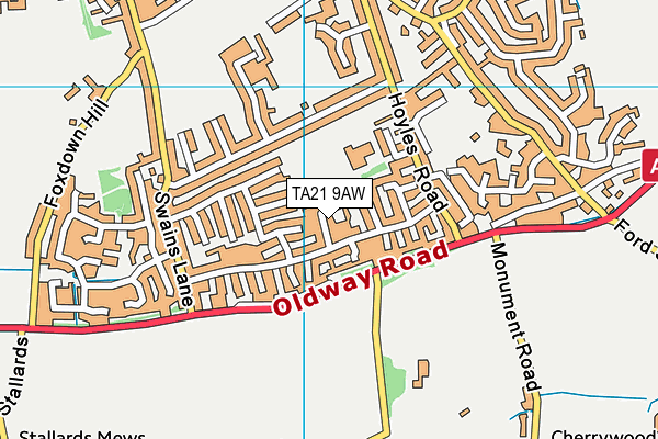 TA21 9AW map - OS VectorMap District (Ordnance Survey)