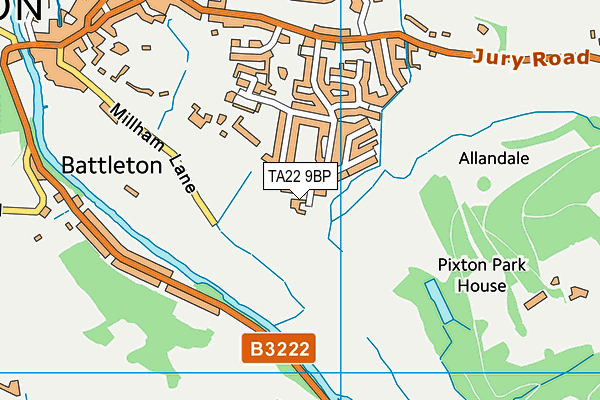 TA22 9BP map - OS VectorMap District (Ordnance Survey) TA22 9BP map - OS VectorMap District (Ordnance Survey)