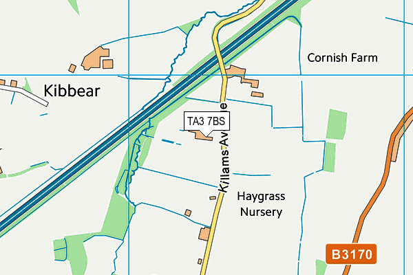 TA3 7BS map - OS VectorMap District (Ordnance Survey) TA3 7BS map - OS VectorMap District (Ordnance Survey)