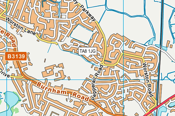 TA8 1JG map - OS VectorMap District (Ordnance Survey) TA8 1JG map - OS VectorMap District (Ordnance Survey)
