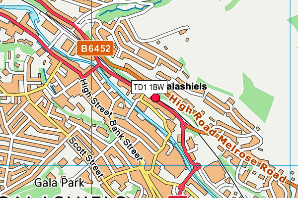TD1 1BW map - OS VectorMap District (Ordnance Survey)