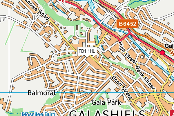 TD1 1HL map - OS VectorMap District (Ordnance Survey)