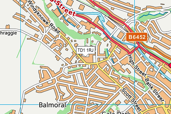 TD1 1RJ map - OS VectorMap District (Ordnance Survey)