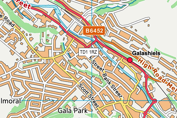 TD1 1RZ map - OS VectorMap District (Ordnance Survey)