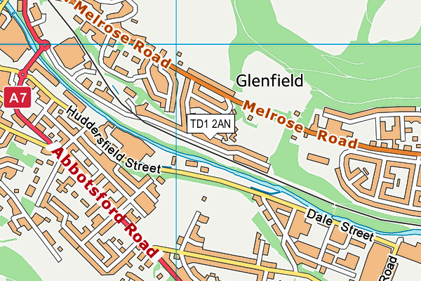 TD1 2AN map - OS VectorMap District (Ordnance Survey) TD1 2AN map - OS VectorMap District (Ordnance Survey)