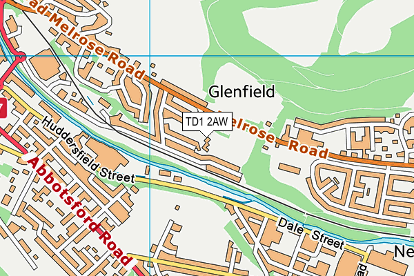 TD1 2AW map - OS VectorMap District (Ordnance Survey) TD1 2AW map - OS VectorMap District (Ordnance Survey)