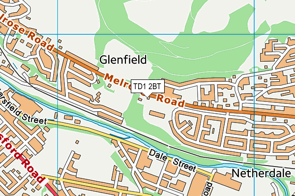 TD1 2BT map - OS VectorMap District (Ordnance Survey)