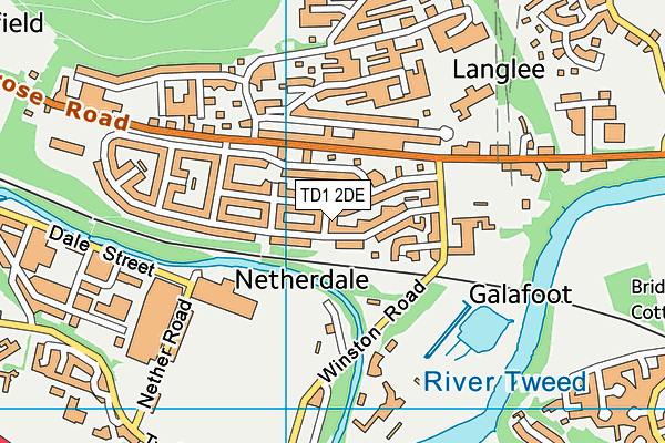 TD1 2DE map - OS VectorMap District (Ordnance Survey) TD1 2DE map - OS VectorMap District (Ordnance Survey)
