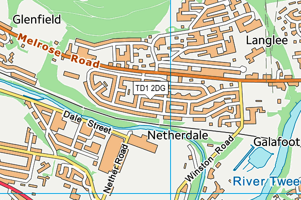 TD1 2DG map - OS VectorMap District (Ordnance Survey) TD1 2DG map - OS VectorMap District (Ordnance Survey)