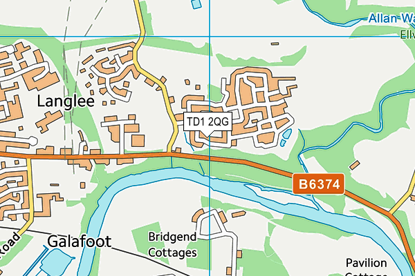 TD1 2QG map - OS VectorMap District (Ordnance Survey) TD1 2QG map - OS VectorMap District (Ordnance Survey)