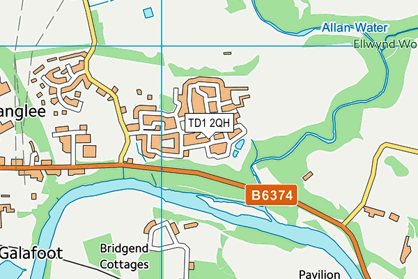 TD1 2QH map - OS VectorMap District (Ordnance Survey) TD1 2QH map - OS VectorMap District (Ordnance Survey)