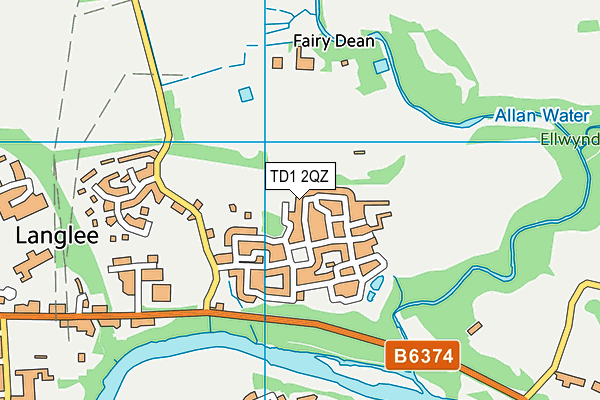 TD1 2QZ map - OS VectorMap District (Ordnance Survey)
