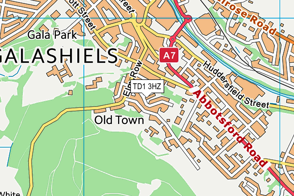 TD1 3HZ map - OS VectorMap District (Ordnance Survey)