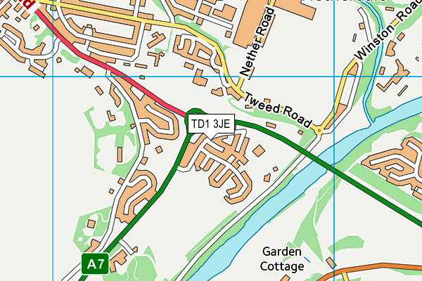 TD1 3JE map - OS VectorMap District (Ordnance Survey) TD1 3JE map - OS VectorMap District (Ordnance Survey)