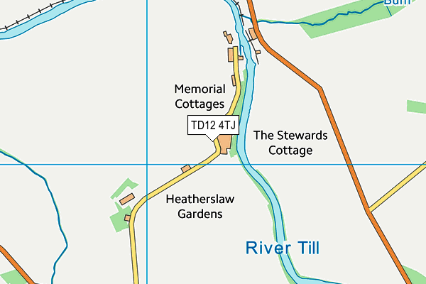 TD12 4TJ map - OS VectorMap District (Ordnance Survey) TD12 4TJ map - OS VectorMap District (Ordnance Survey)