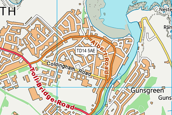 TD14 5AE map - OS VectorMap District (Ordnance Survey) TD14 5AE map - OS VectorMap District (Ordnance Survey)