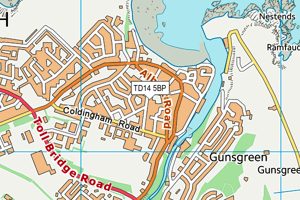 TD14 5BP map - OS VectorMap District (Ordnance Survey) TD14 5BP map - OS VectorMap District (Ordnance Survey)