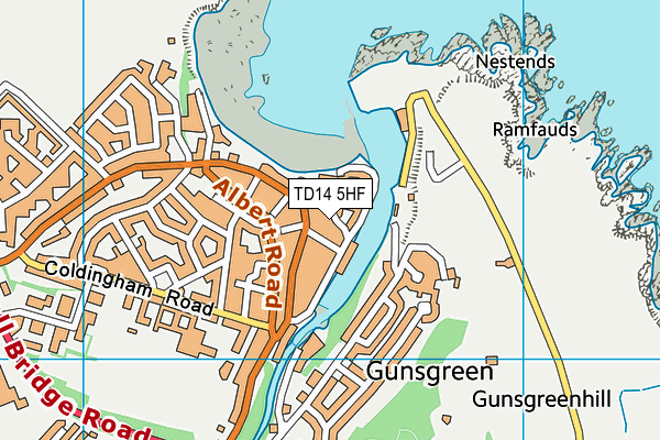 TD14 5HF map - OS VectorMap District (Ordnance Survey)