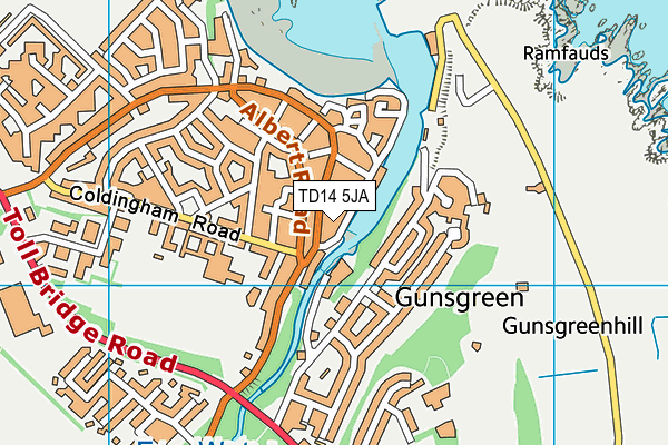 TD14 5JA map - OS VectorMap District (Ordnance Survey)