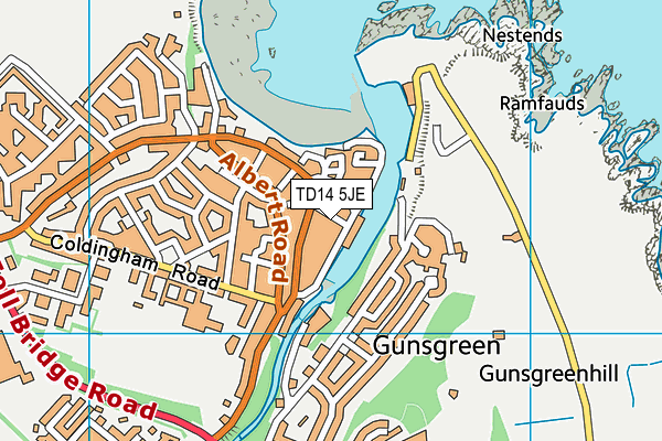 TD14 5JE map - OS VectorMap District (Ordnance Survey) TD14 5JE map - OS VectorMap District (Ordnance Survey)