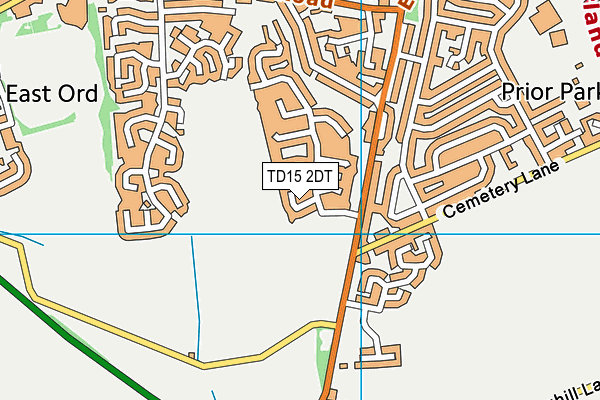 TD15 2DT map - OS VectorMap District (Ordnance Survey) TD15 2DT map - OS VectorMap District (Ordnance Survey)