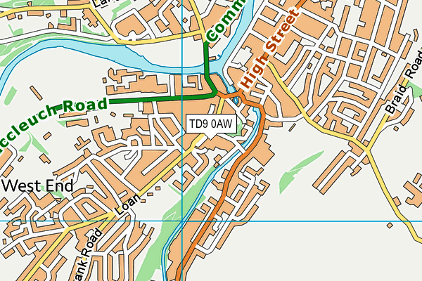 TD9 0AW map - OS VectorMap District (Ordnance Survey)