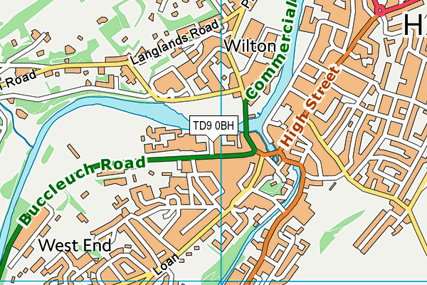 TD9 0BH map - OS VectorMap District (Ordnance Survey)