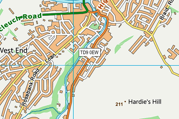 TD9 0EW map - OS VectorMap District (Ordnance Survey)
