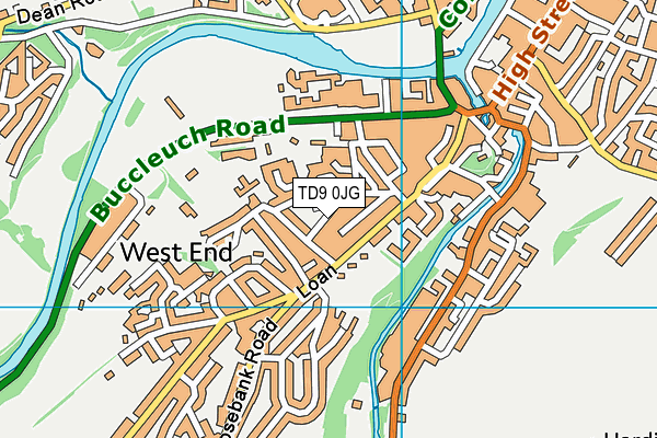 TD9 0JG map - OS VectorMap District (Ordnance Survey)