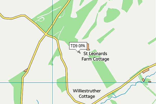 TD9 0PA map - OS VectorMap District (Ordnance Survey)