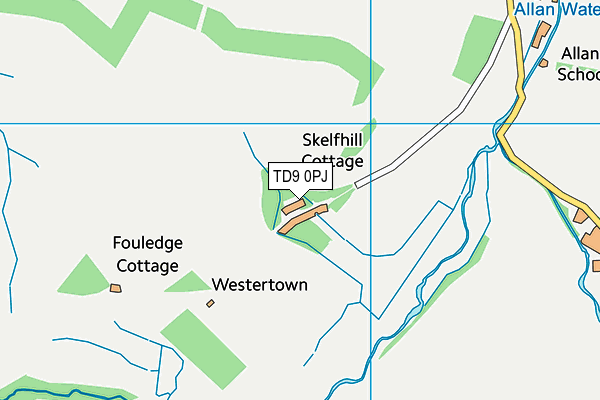 TD9 0PJ map - OS VectorMap District (Ordnance Survey)