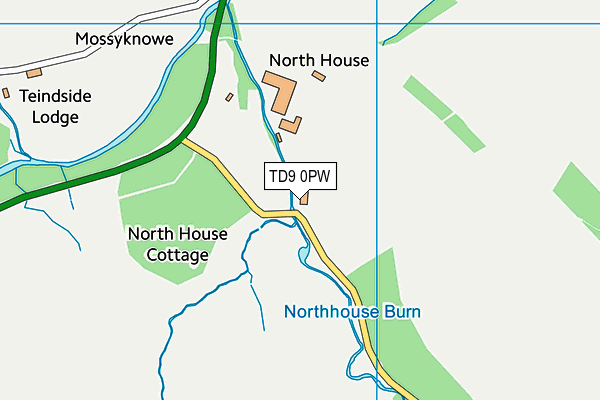 TD9 0PW map - OS VectorMap District (Ordnance Survey) TD9 0PW map - OS VectorMap District (Ordnance Survey)