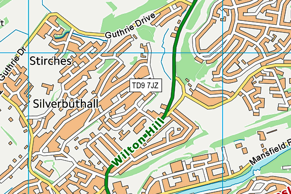 TD9 7JZ map - OS VectorMap District (Ordnance Survey)