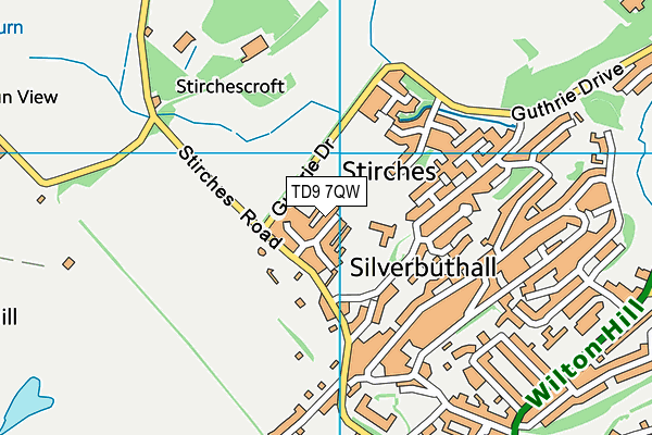 TD9 7QW map - OS VectorMap District (Ordnance Survey)