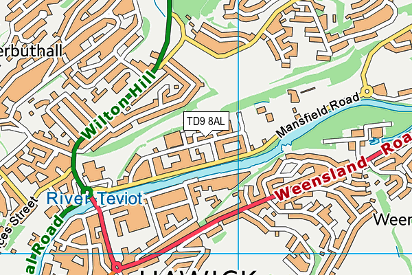 TD9 8AL map - OS VectorMap District (Ordnance Survey)