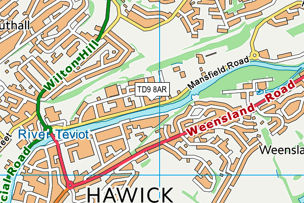 TD9 8AR map - OS VectorMap District (Ordnance Survey) TD9 8AR map - OS VectorMap District (Ordnance Survey)