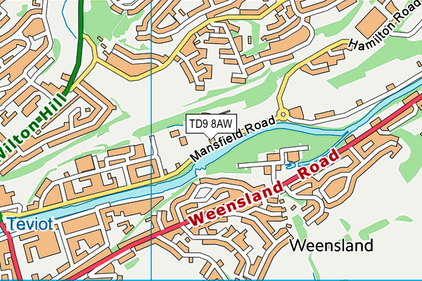 TD9 8AW map - OS VectorMap District (Ordnance Survey) TD9 8AW map - OS VectorMap District (Ordnance Survey)