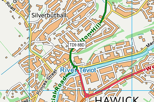 TD9 8BD map - OS VectorMap District (Ordnance Survey) TD9 8BD map - OS VectorMap District (Ordnance Survey)